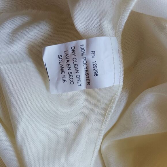 VINTAGE Mini Dress Chiffon Lace Pearls Ivory Bridal or Cocktail Party Size Large - Picture 10 of 15